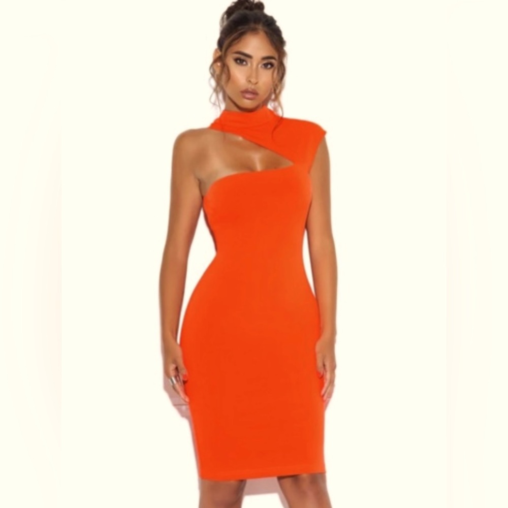 Orange Miss Circle Asymmetric Dress